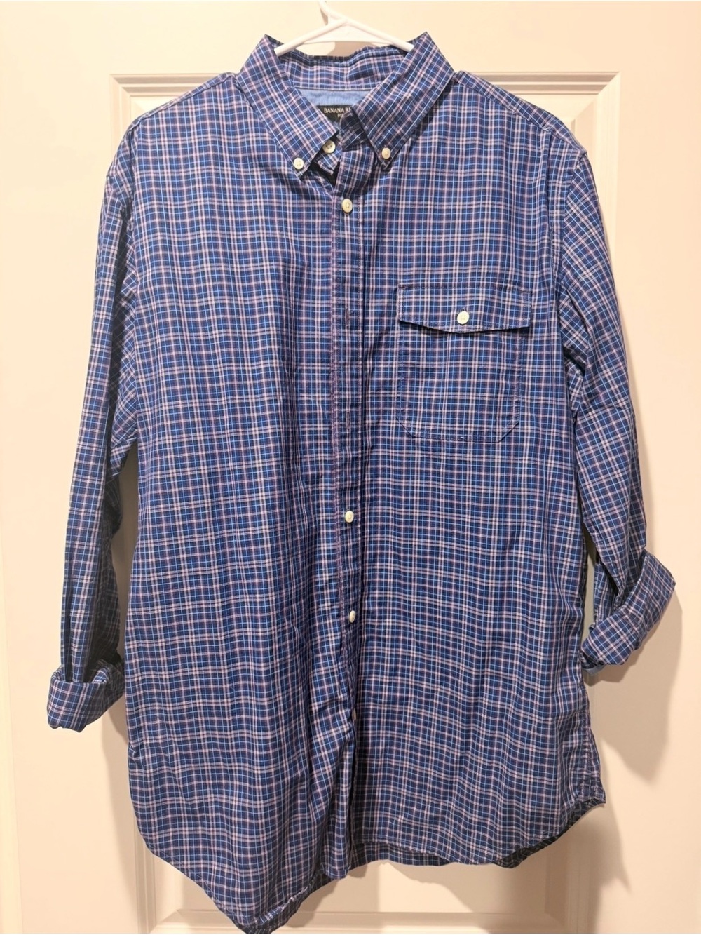 Banana Republic Men's Blue Plaid Button-Down Shirt